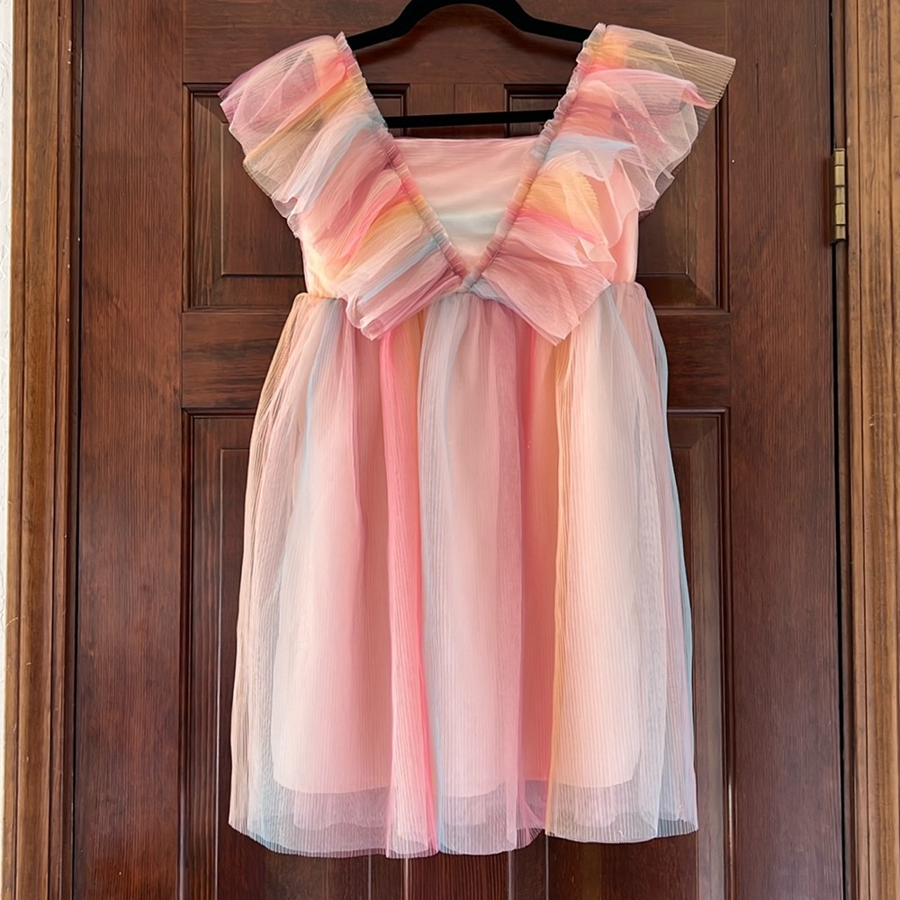 H&M NWT Pleated Pastel Tulle Party Dress Size 8-9 Years Old